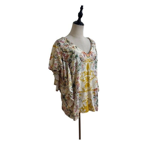 Sundance Boho Floral Top Ruffle Sleeve Sz L Peasant Cottagecore Romantic - Picture 3 of 8